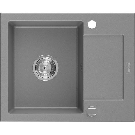 Mexen Enzo évier en granit à 1 cuve avec un égouttoir court 576 x 465 mm, Gris - 6506571005-71 (1/5)