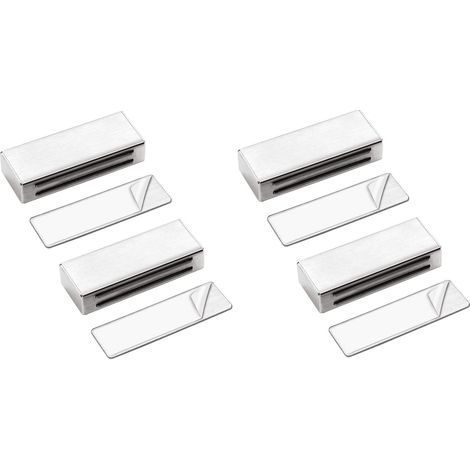 MINKUROW - Juego De 4 Pestillos Magnéticos Para Puerta De Armario, Autoadhesivos, Actualizados, Sin Tornillos, Sin Taladrar, Para Armario De Cocina, Cierre Magnético Fuerte Para Cajón, Armario, Mueble (1/5)