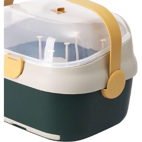 Neue grüne Babyflaschen-Aufbewahrungsbox 8517 aus dickem Kunststoff, staubdicht und mit Abtropfschale – eine trendige und beliebte Aufbewahrungsbox für Babyflaschen zu Hause. (1/5)