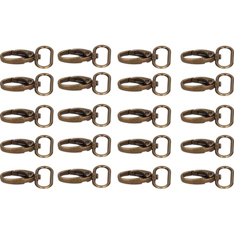Lot de 20 fermoirs mousquetons en forme de homard, faciles à installer et à utiliser. Rotation à 360°. Résistants à l'usure. Crochets pour cordons et sacs à main. (1/5)