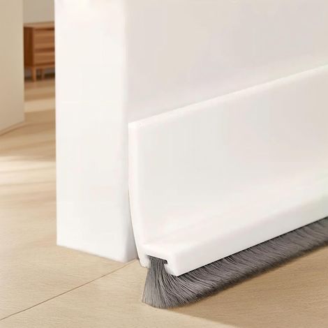 100cm Blanc Joint de Porte, Joint Brosse Isolation Phonique Porte, Auto-adhésif et Peut être Coupé à la Taille, Boudin de Porte, Cal (1/5)