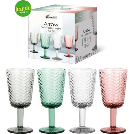 Set 4 Calici Arrow Kasaviva in vetro colorato 300 ml