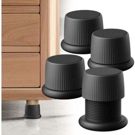 Struttura letto regolabile, da 4 a 6,6 cm, per piccoli rialzi per mobili, come rialzi per tavoli e sedie, colore nero, set da 4 pezzi.
