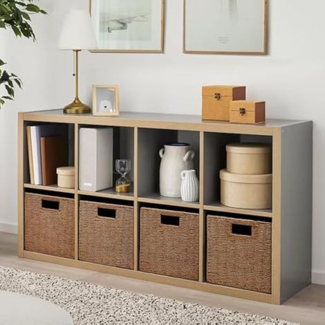 Panier de rangement tressé, lot de 2 cubes de rangement pliables en papier jacinthe d'eau, panier pour étagère, bureau, chambre, panier pour vêtements, jouets, magazines 28 x 28 x 28 cm (1/4)