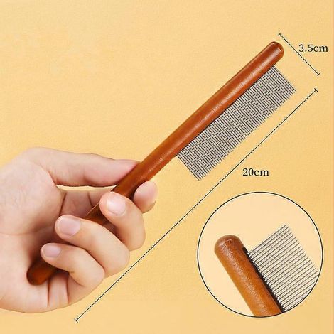Peigne pour chat en acier inoxydable avec manche en bois, brosse de massage et de toilettage pour chien, outil de nettoyage et accessoires pour animaux.