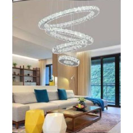 TrAdE Shop Traesio - Lampadario A Sospensione Anelli Spirale Cristalli 51w Bianco Freddo 7000k B52 -