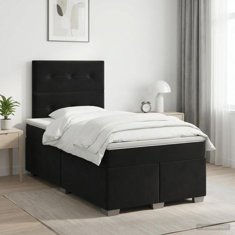 vidaXL Lit boxspring avec matelas Noir 120 x 190 cm Velours (1/5)