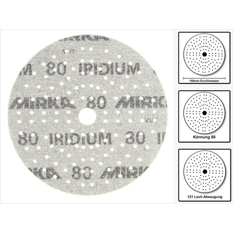 Disque abrasif auto-agrippant IRIDIUM Grip 121L 150mm K.80 pour HO/métal/peinture/bois. (Par 100) (1/5)