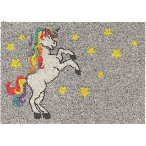 Akzente FEEL Rainbow Unicorn Fußmatte, 50 x 70 cm, Polyester & Latex, rutschfest, warm & kuschelig, für Badezimmer & Fußbodenheizung, EU-Made, allergikerfreundlich, PVC-frei (1/5)