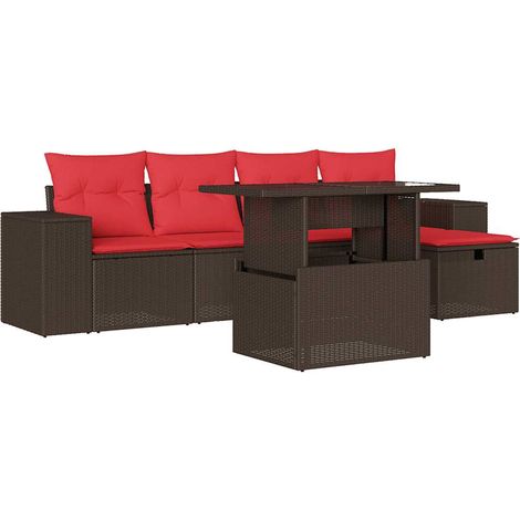 Maison Exclusive - Set Divani da Giardino 6 pz con Cuscini Marrone in Polyrattan