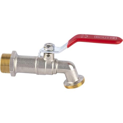 Robinet de jardin laiton 1/4 tour 15x21 Nez 20x27 Corps laiton massif Usage extérieur (1/5)