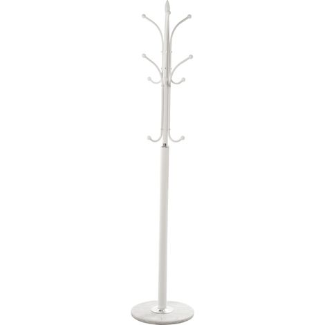 Portemanteau sur pied en métal blanc avec socle en marbre °36X175 cm