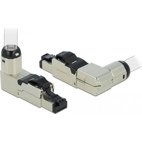 Conector RJ45 acodado Cat.8.1 STP metalico AWG22