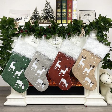 4 supports pour chaussettes de Noël, sacs cadeaux pour bonbons, décorations de fêtes (1/5)