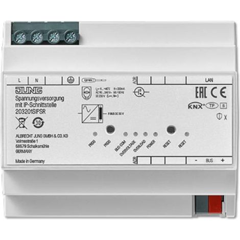 Jung KNX Alimentation avec interface IP, 320 mA, REG, 6 TE, Secure 20320 1S IPS R