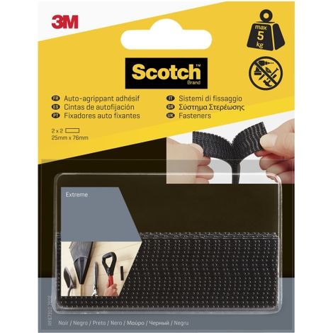Tira de autofijación extreme, negra, 25mmx76mm, 2 uds, máx 5 kg
