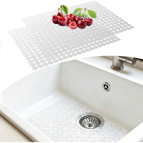 Tapis évier Cuisine, Lot de 2 Tapis d'évier Découpable, Antidérapant évier (1/5)