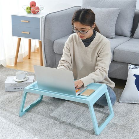 Tablette de lit portable et légère pour ordinateur portable, mini table de pique-nique bleue (1/5)