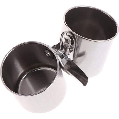 Ciotole doppie in acciaio inox per cibo e acqua per uccelli e pappagalli (1/5)