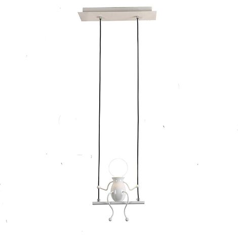 Moderne Pendelleuchte Kreative Puppe Eisen Menschen Schaukel Kinder Hängelampe Wohnzimmer Schlafzimmer Kreatives Licht (Weiß)
