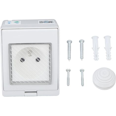 Prise Intelligente WiFi IP55 Étanche, Contrôle à Distance par App pour Extérieur/Salle de Bain, 100-240V, 16A, Prise FR