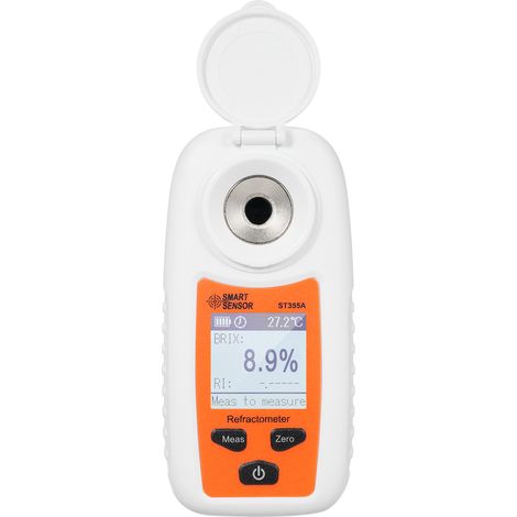 Saccharimètre de haute précision ST355A, analyseur de teneur en sucre des fruits, testeur de douceur, mesureur de sucre, réfractomètre, plage de mesure 0-55 %, blanc et orange, livré sans pile (1/5)