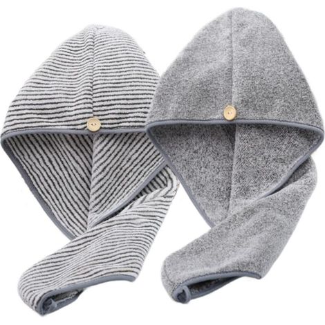 Lot de 2 serviettes turban en microfibre humide pour les cheveux, séchage rapide