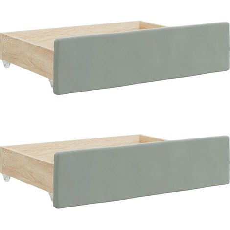 Tiroirs de lit 2 pcs gris clair bois d'ingénierie et velours (1/5)