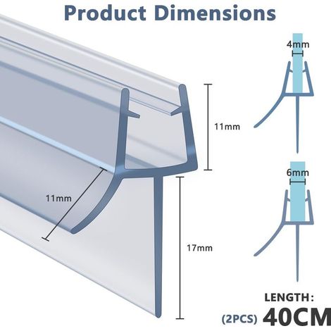 Duschdichtung für Glasduschkabinen, 40 cm, 2 Stück, Duschabdichtung für 4-6 mm Glas, Duschkabinen-Dichtungsstreifen, Faltbare Abdichtung, Extra dickes PVC (transparent) (1/5)