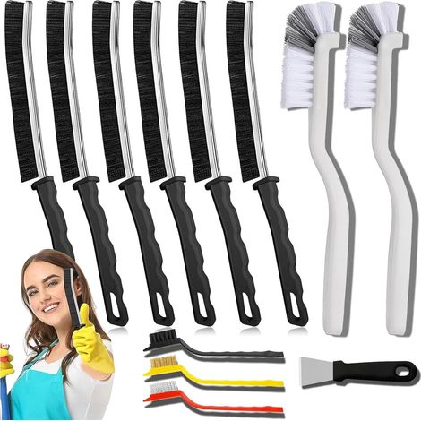 Kit de 12 brosses pour interstices, poils durs. Pour rails, carrelages, éviers et espaces étroits. (1/5)