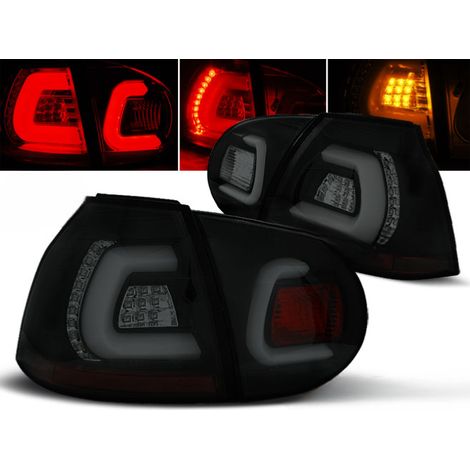 Paire de feux arriere VW Golf 5 de 2003 a 2009 noir fume led Bar (1/2)