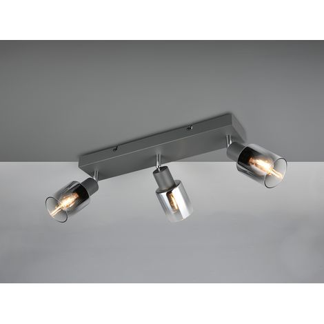 3-flammiger Deckenstrahler CADIZ mit Chrom Glasschirmen, Breite 42cm