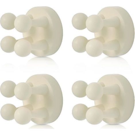 Toothbrush Holder - White - Silicone - Adhesive - Set of 4 - Bathroom Accessory (1/4)