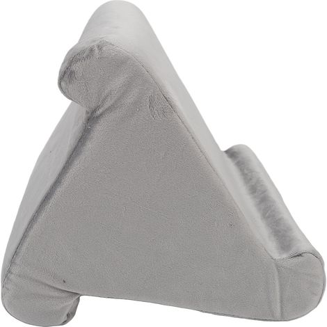 Coussin de lecture triangulaire doux et confortable avec support pour tablette, angle de vision optimal, gris (1/5)
