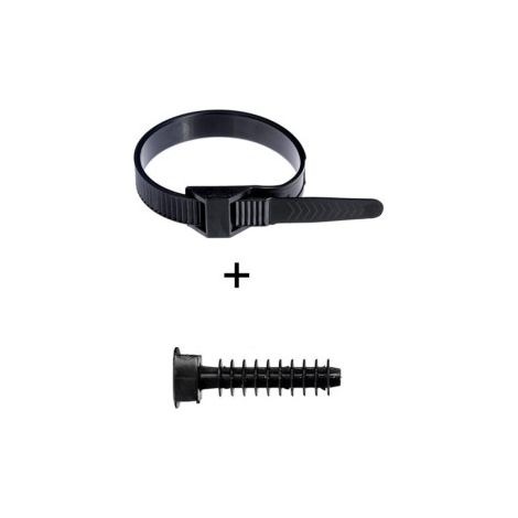 Ram - Collier de fixation nylon - noir - 260x9 (59126) + Embase D.8mm - Collier x100+Embase x100 (59230)