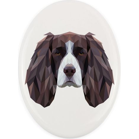 English Springer Spaniel - azulejo geométrico con foto e inscripción de Art-Dog (1/4)