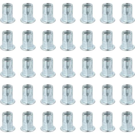40Pcs M8 x 18mm Ecrou Rivet Filetage Demi-Hexagonal Zincage Blanc (1/5)