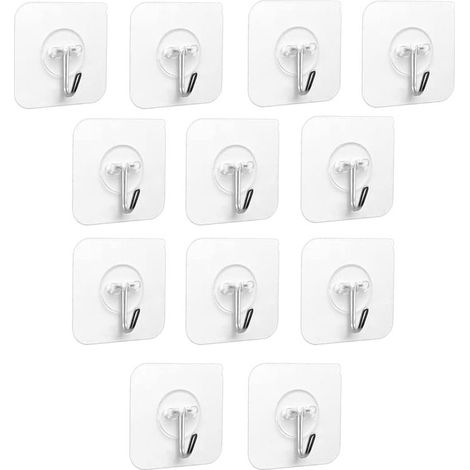 Beijiyi – Confezione da 12 ganci adesivi trasparenti – Autoadesivi, portata massima 5 kg – Per bagno, cucina, vetro, piastrelle, portasciugamani (1/5)