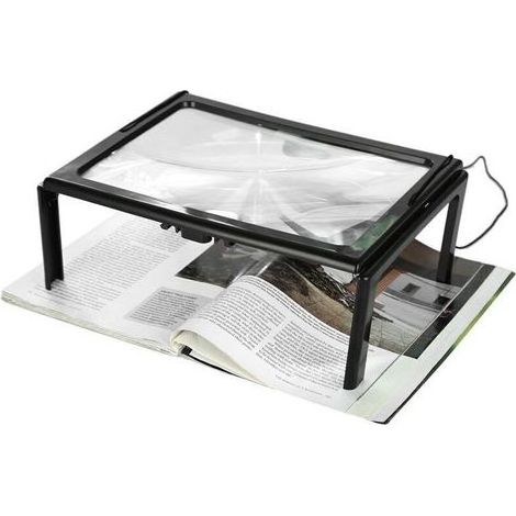 Ultradünne, faltbare A4-Zeitungslupe mit LED-Beleuchtung, Leselupe mit 3 x 4 LEDs zum Lesen und Stricken. (1/5)