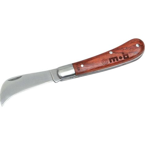 Couteau d'électricien 1 lame – Lame inox 420 trempée – Manche bois ergonomique – 17,7 cm – MOB