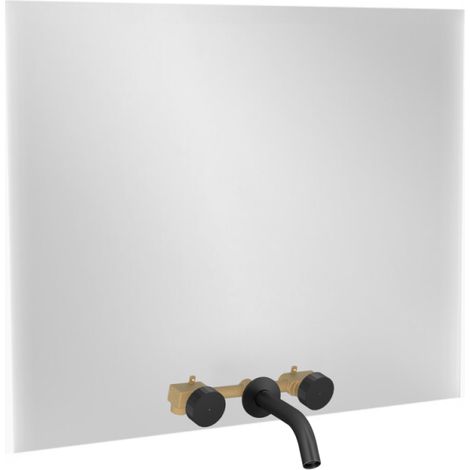Espejo de 3 agujeros de 100 cm + mezclador de lavabo de 3 agujeros integrado JACOB DELAFON Grands Boulevards negro mate