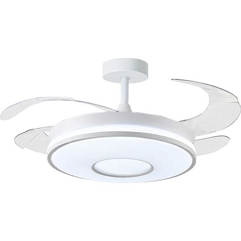 BEL AIR HOME - KIRA Ventilatore da soffitto -White con Motore DC Silenzioso, Lame Retrattili, Luce LED 36W 3 Temperature, Telecomando, Modalità Inverno, Moderno