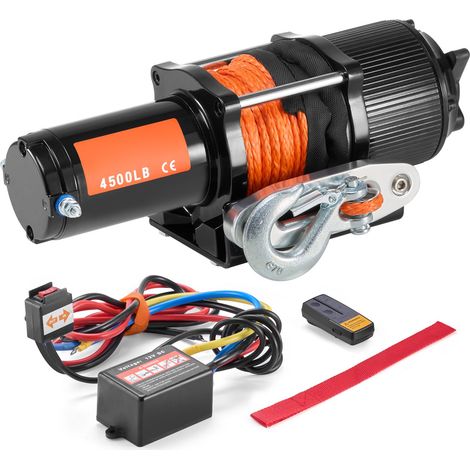 Treuil Électrique 2041 kg, Câble Synthétique, Télécommande, Étanche pour ATV UTV (1/5)