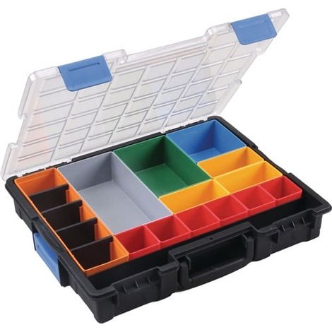 Caja  surtido  B440xT355xH76mm  18  compartimentos  4  divisores  transparente/negro  -  454230 (1/3)