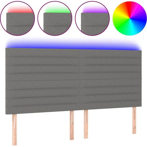 Maison Exclusive - Cabecero con luces LED tela gris oscuro 200x5x (1/5)