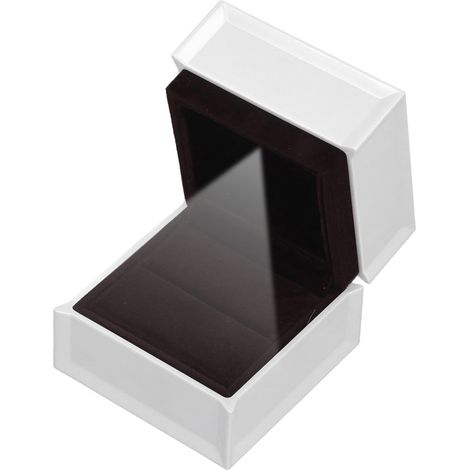 Boîte à bague de fiançailles blanche avec lumière LED, écrin à bijoux en velours pour boucles d'oreilles, présentoir et rangement, idéale pour une demande en mariage, des fiançailles, un mariage ou la (1/5)