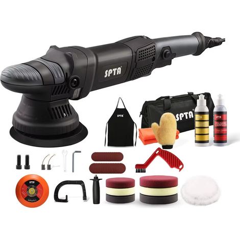 Polisseuse orbitale 5 pouces 780W pour voiture, polisseuse à double action 15mm, kit de polissage avec disques en mousse et produit abrasif pour carrosserie