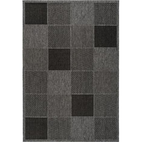 Tapis extérieur kilim 120x170 gris clair et gris foncé clair