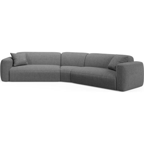 Canapé d'angle symétrique 3 places en tissu structurel gris (1/4)