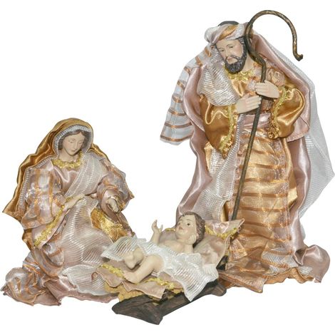 Nascita 3 pz. Decorazione natalizia in resina dorata 30 cm